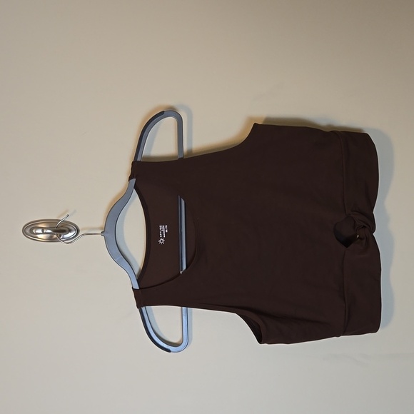 NWT Aerie Offline Chocolate Brown Tie Front Crop Tank Athletic Top Size XXL - Picture 1 of 9